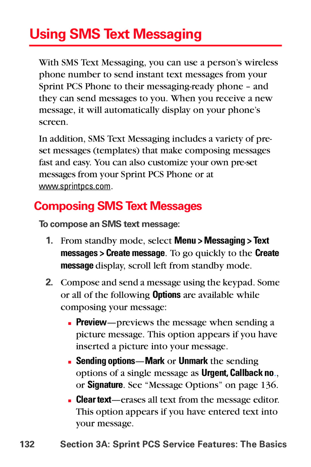 Sprint Nextel VI-3155I manual Using SMS Text Messaging, Composing SMS Text Messages 