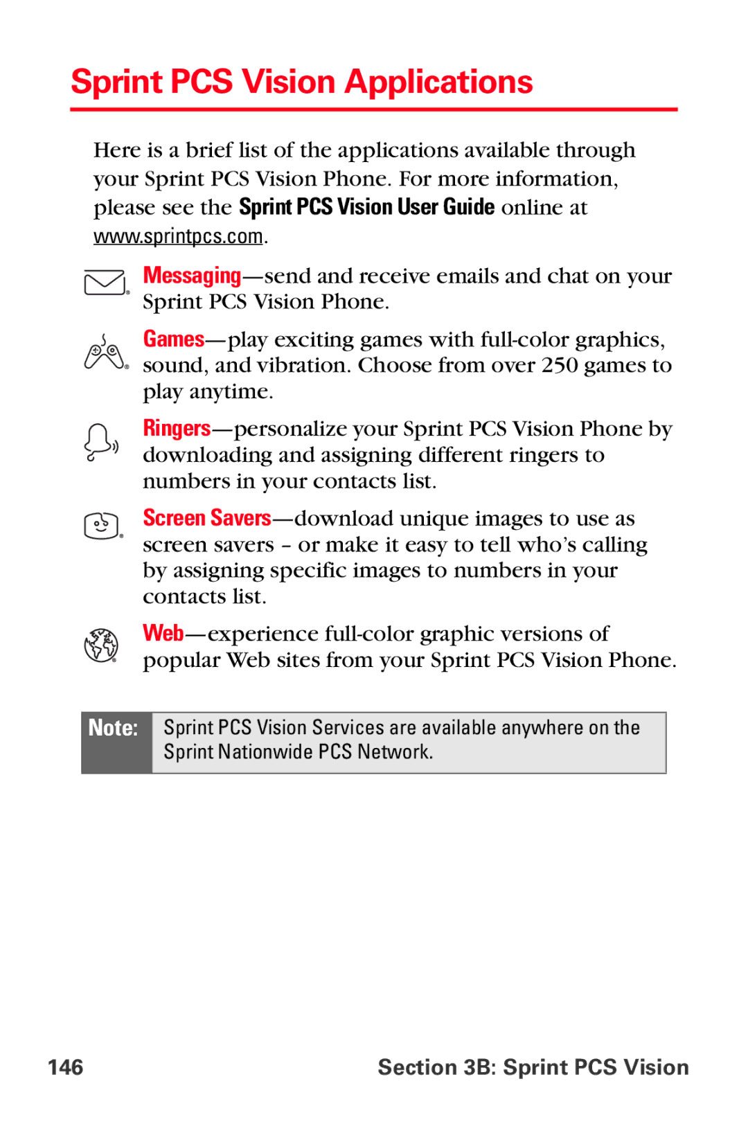 Sprint Nextel VI-3155I manual Sprint PCS Vision Applications 