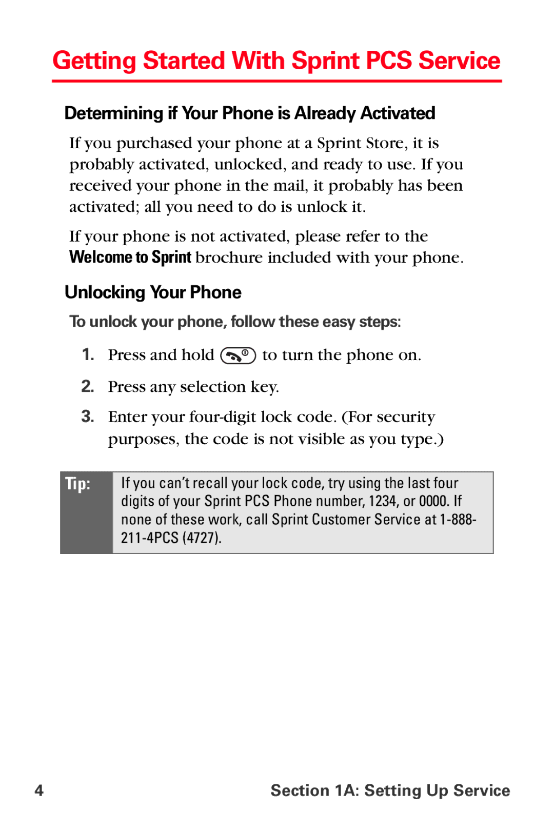 Sprint Nextel VI-3155I manual Getting Started With Sprint PCS Service, Determining if Your Phone is Already Activated 