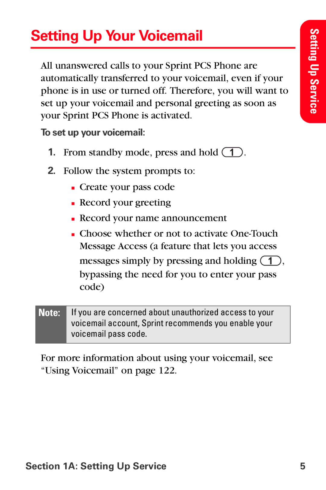 Sprint Nextel VI-3155I manual Setting Up Your Voicemail 