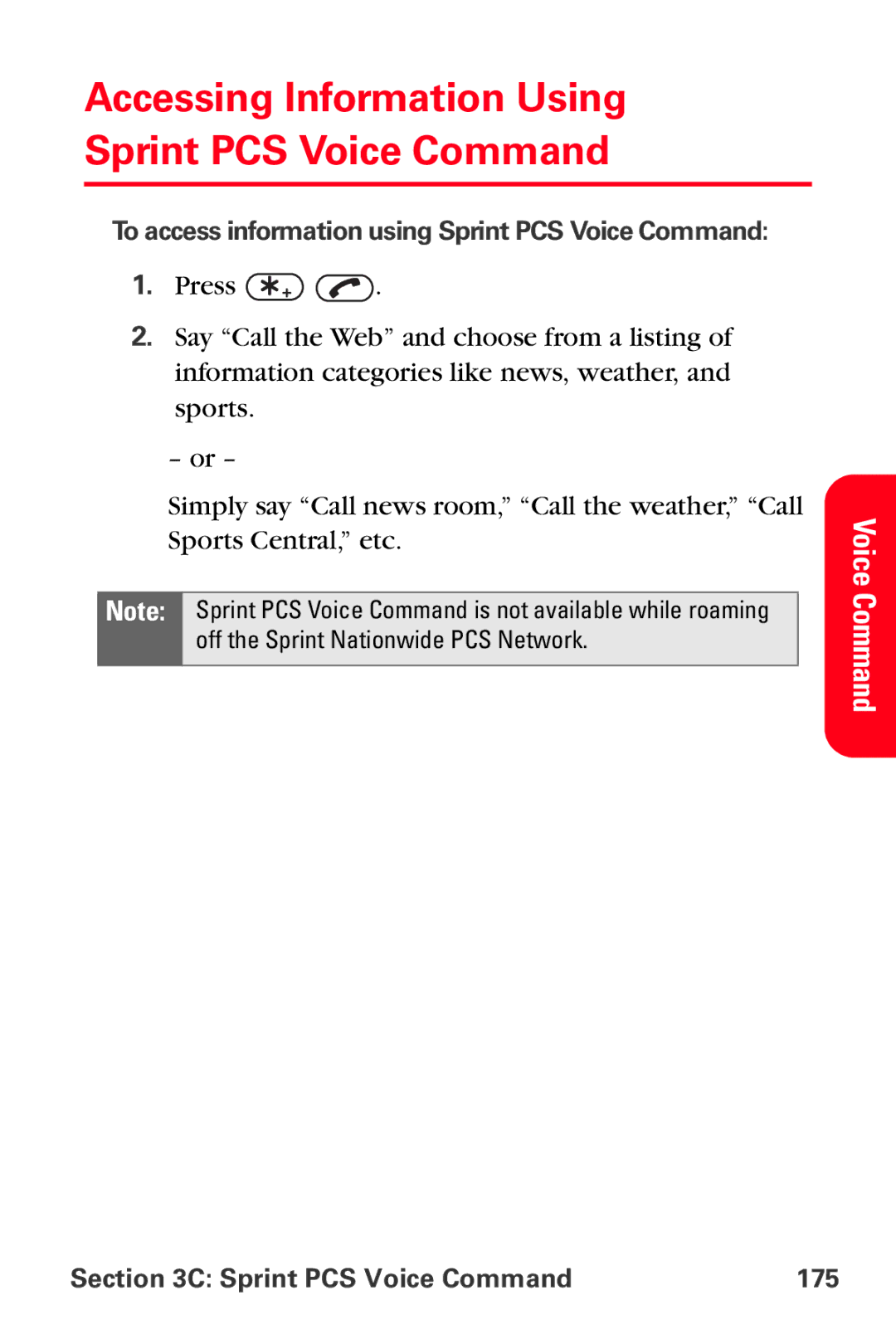 Sprint Nextel VI-3155I manual Accessing Information Using Sprint PCS Voice Command 