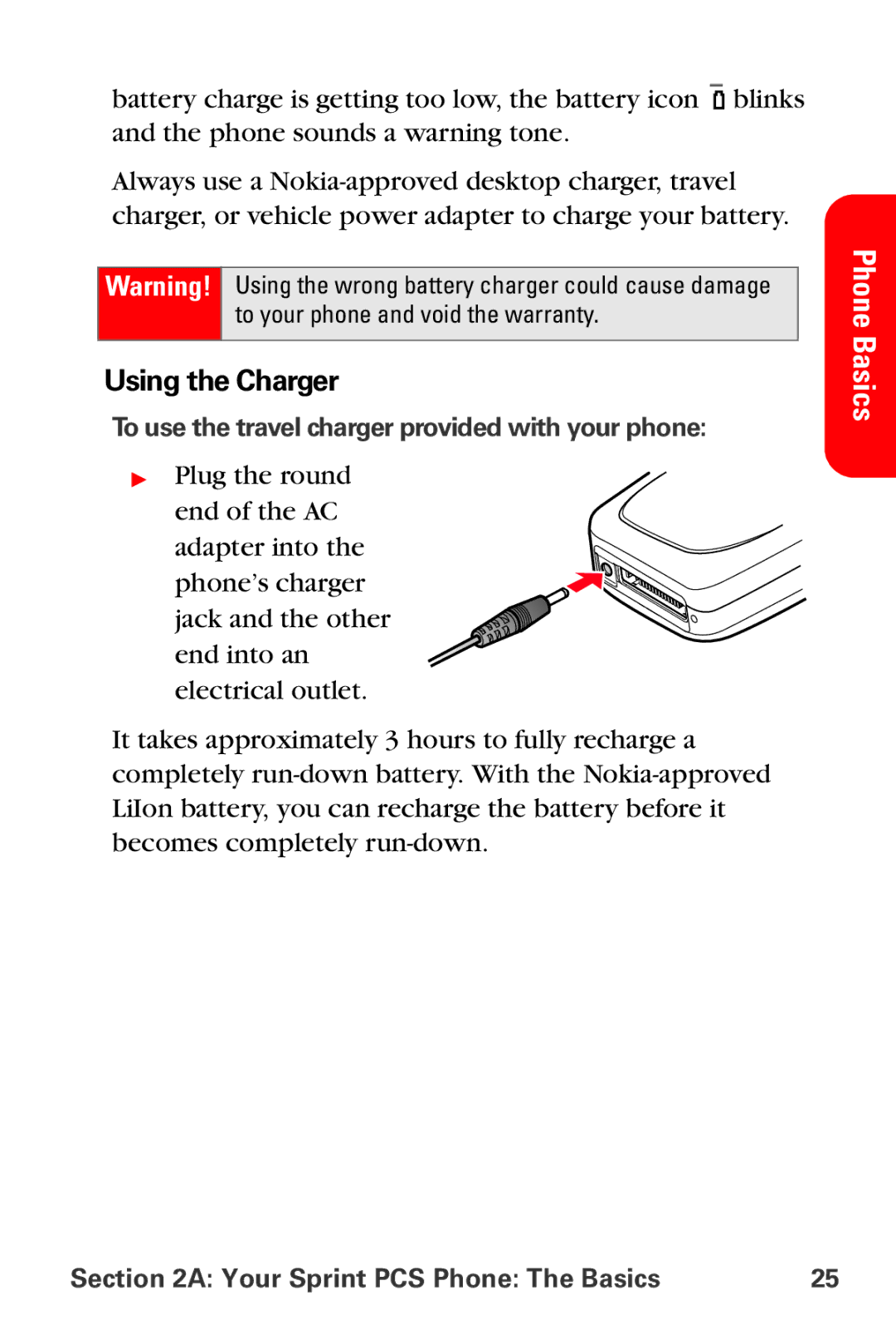 Sprint Nextel VI-3155I manual Using the Charger 