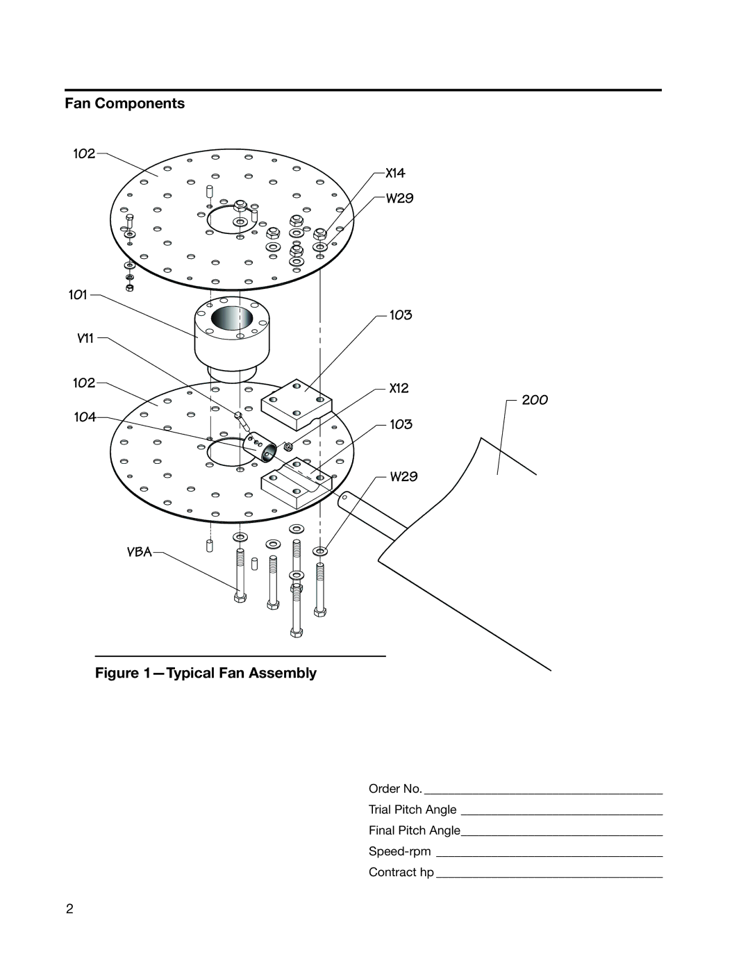 SPX Cooling Technologies 03-11A user manual Fan Components 102 101 V11 104, Vba 