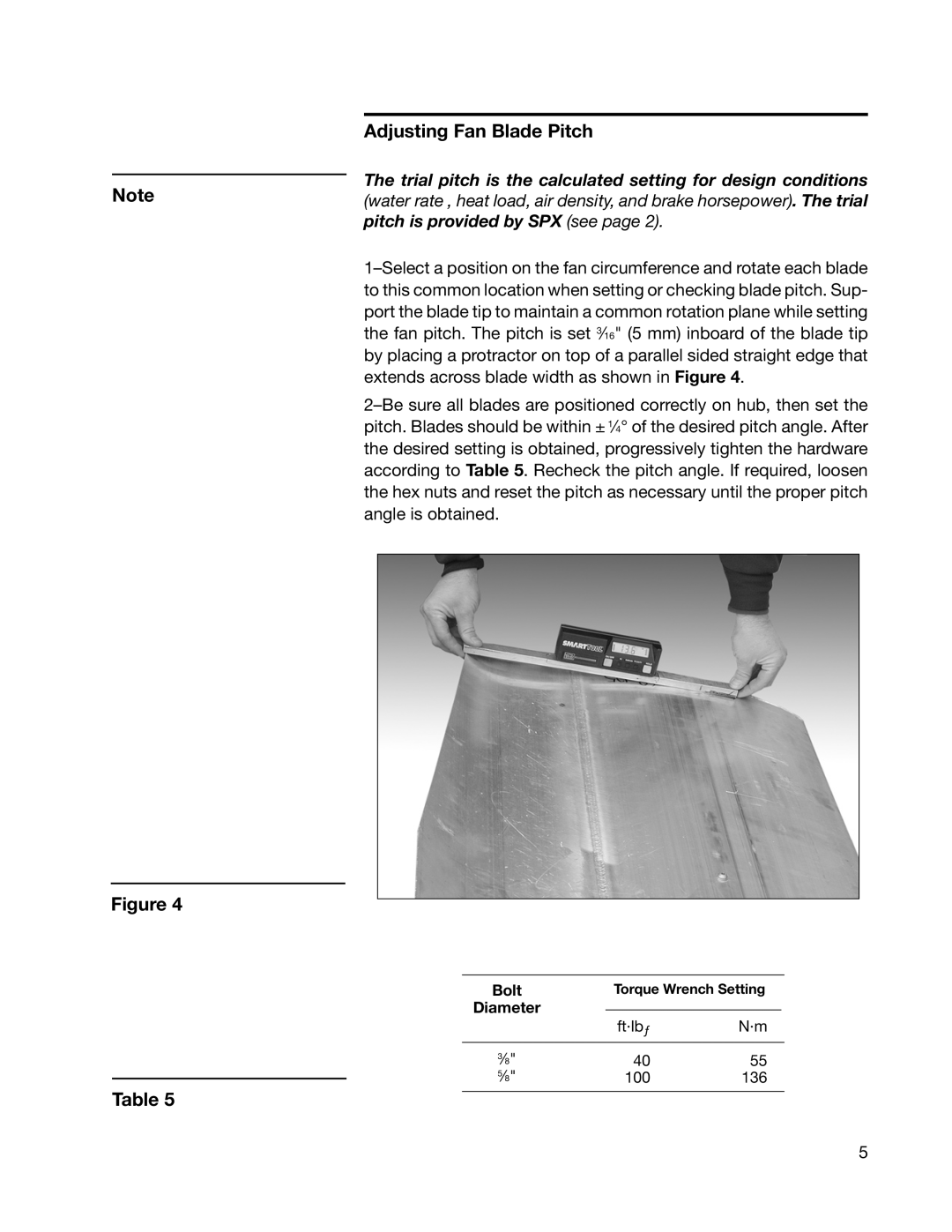 SPX Cooling Technologies 03-11A user manual Figure Table, Adjusting Fan Blade Pitch 