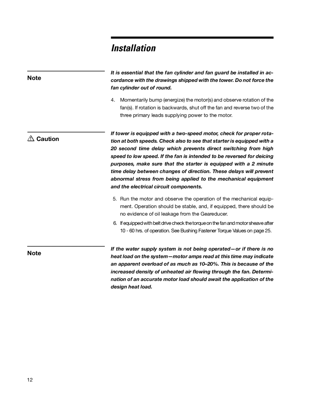 SPX Cooling Technologies 05-116E user manual Installation 