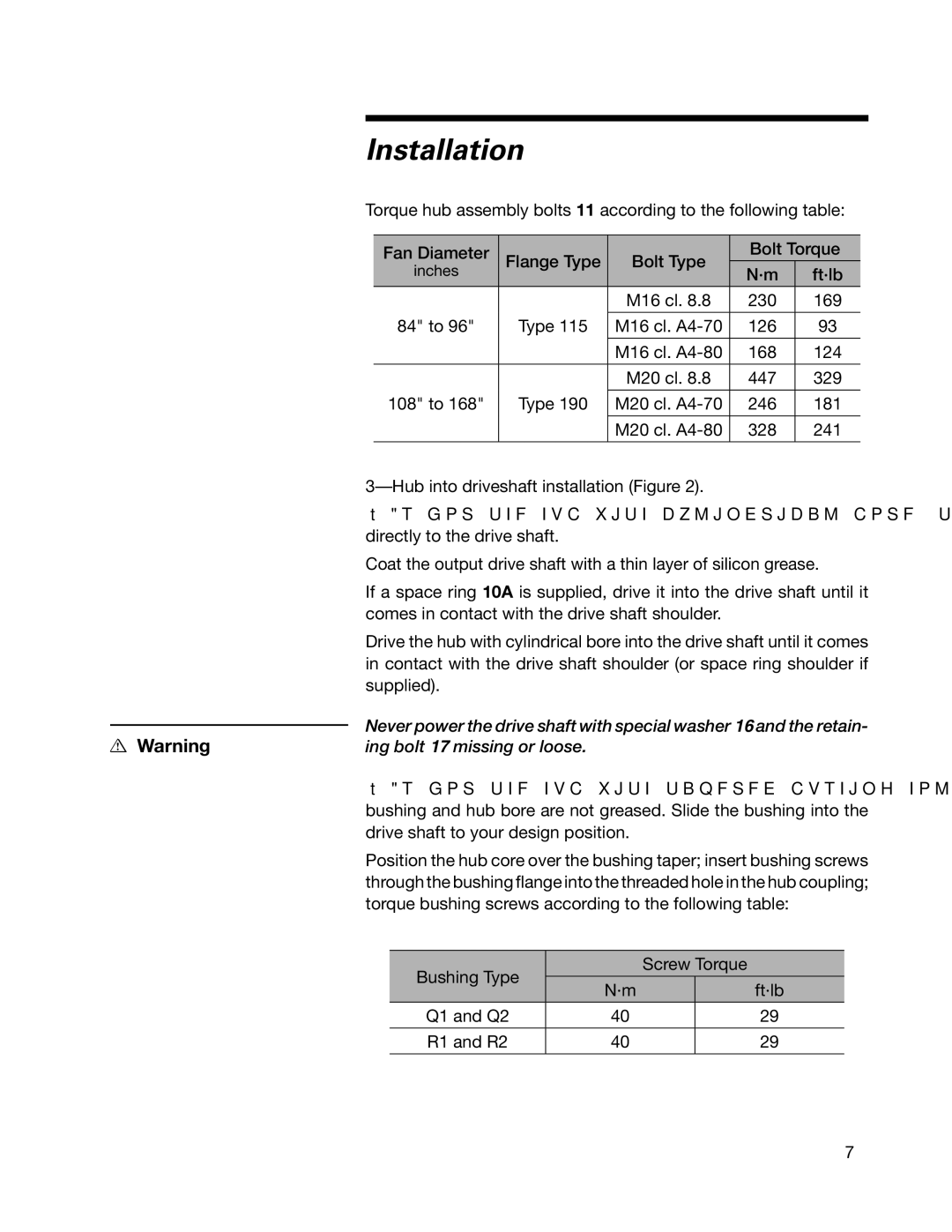 SPX Cooling Technologies 07-1126 user manual Ing bolt 17 missing or loose 