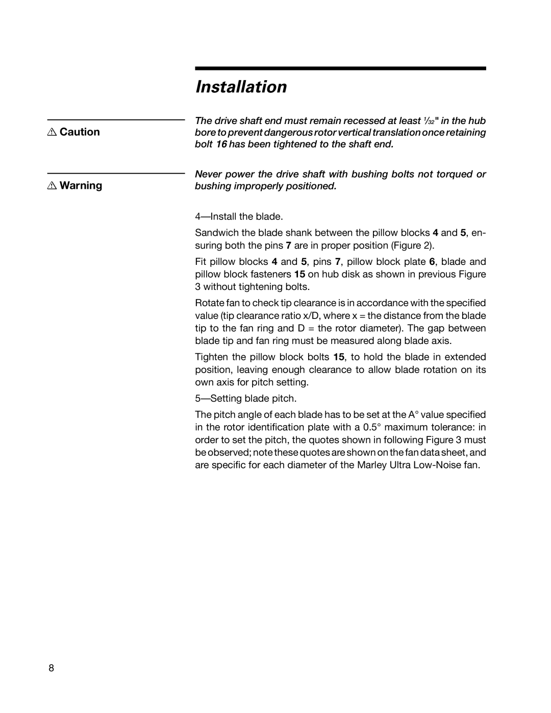 SPX Cooling Technologies 07-1126 user manual Installation 