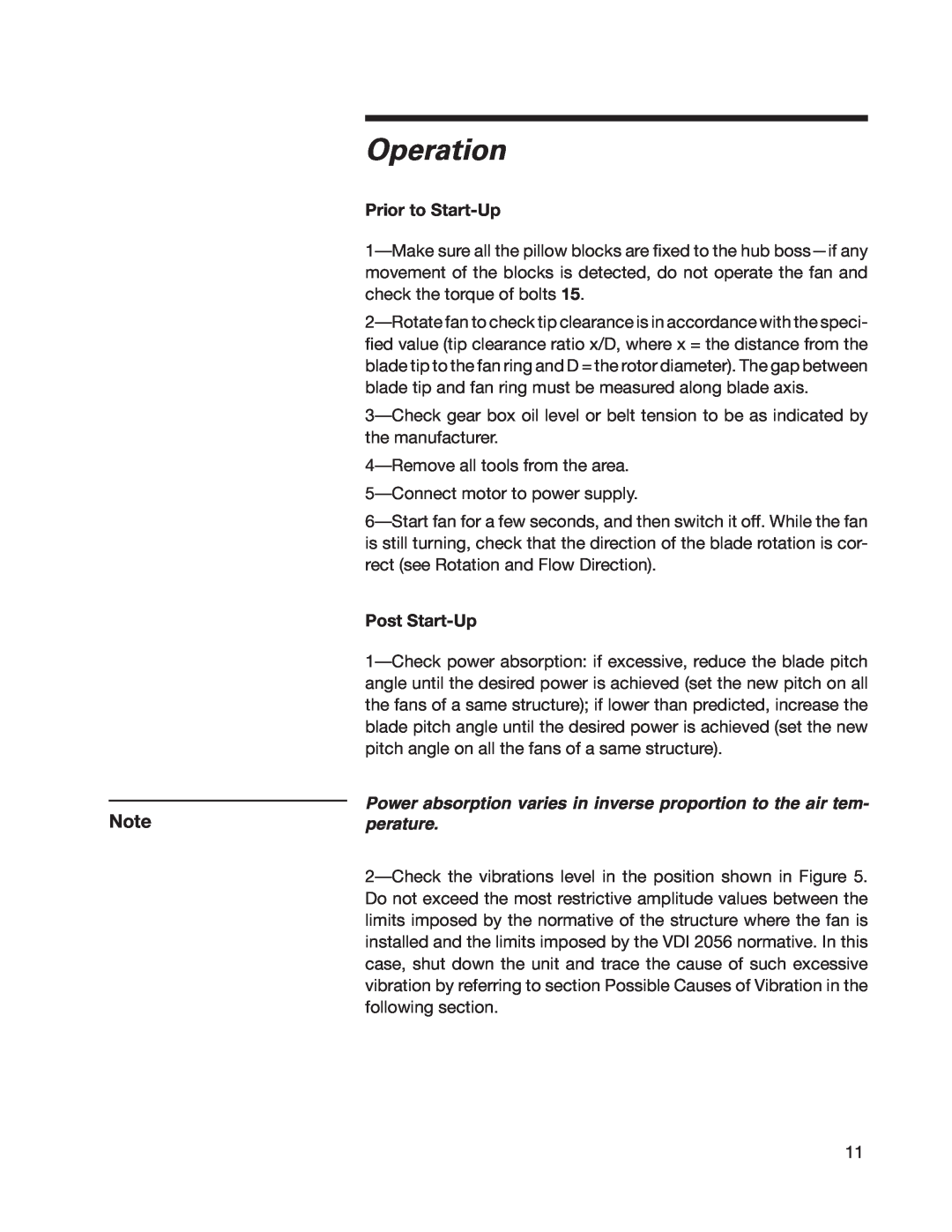 SPX Cooling Technologies 07-1126 user manual Operation, Prior to Start-Up, Post Start-Up 