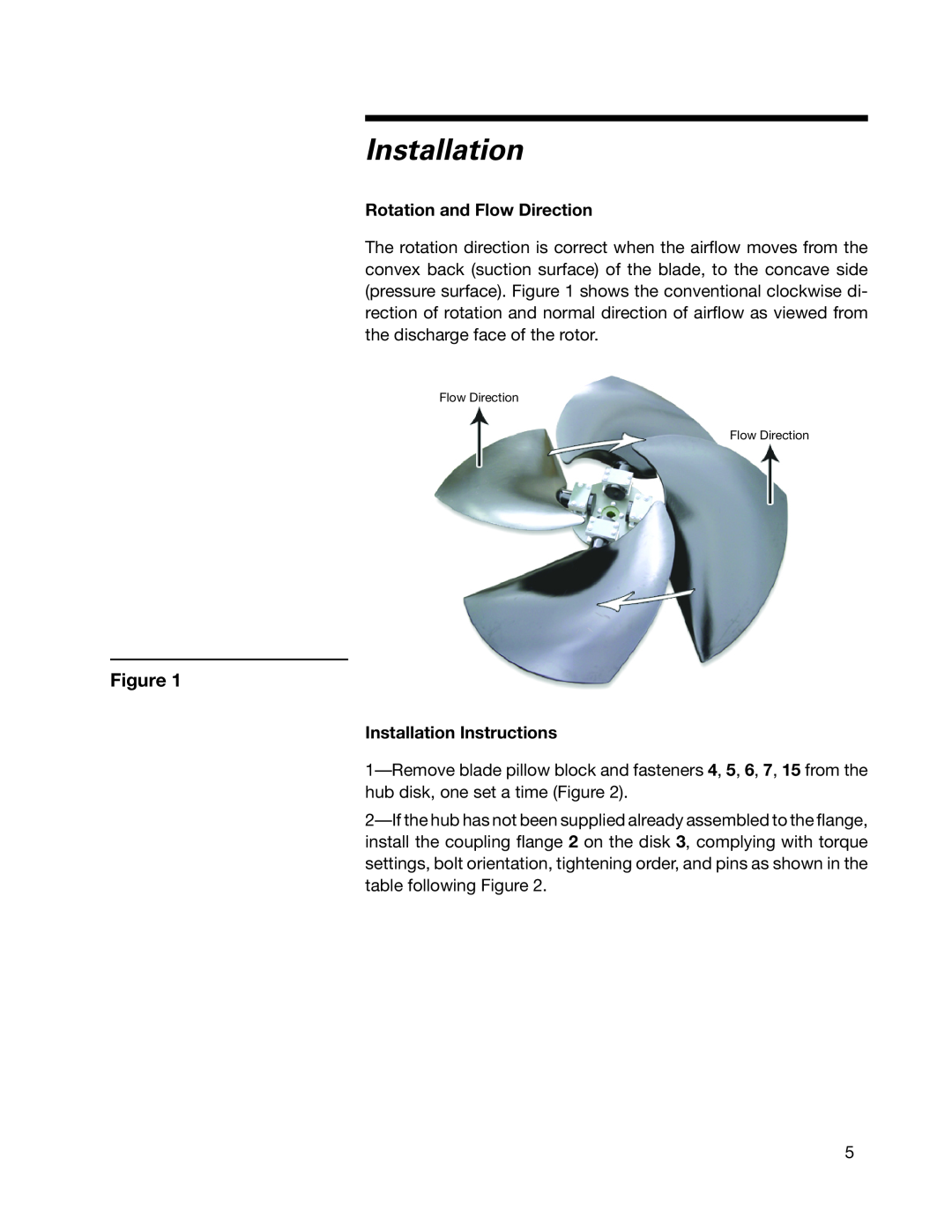 SPX Cooling Technologies 07-1126 user manual Rotation and Flow Direction, Installation Instructions 