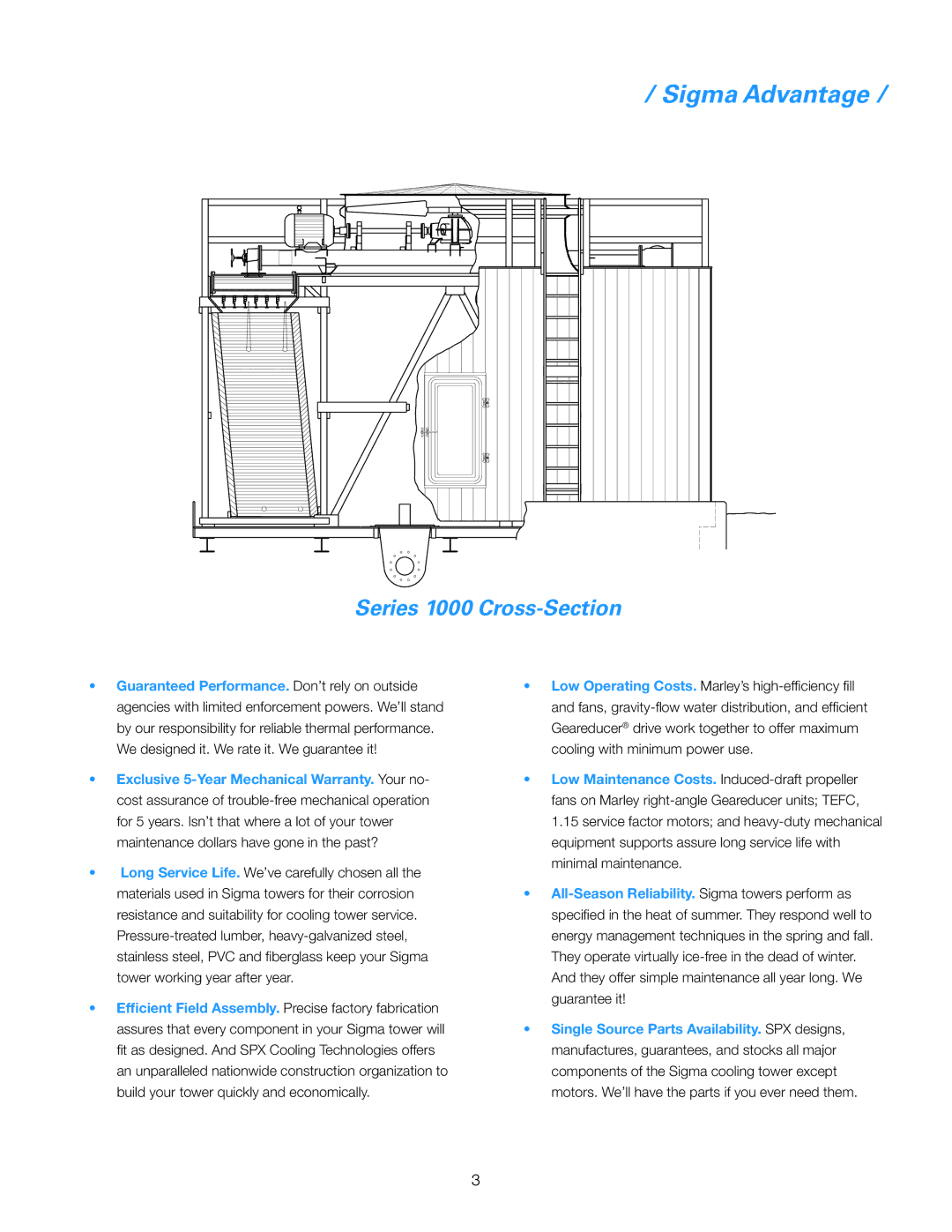 SPX Cooling Technologies 1200 manual Sigma Advantage, Series 1000 Cross-Section 