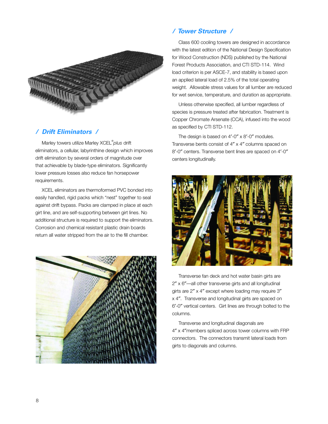 SPX Cooling Technologies 600 manual Drift Eliminators, Tower Structure 