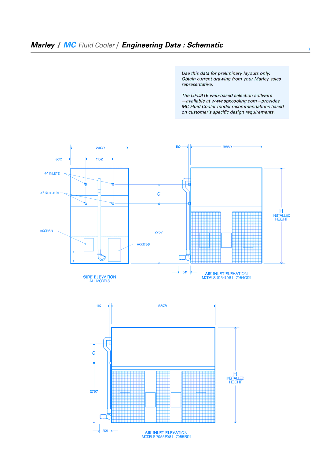 SPX Cooling Technologies 7012D081 - 7012H121, 7014H081 - 7014K121, 7013F081 - 7013J121 specifications Inlets 