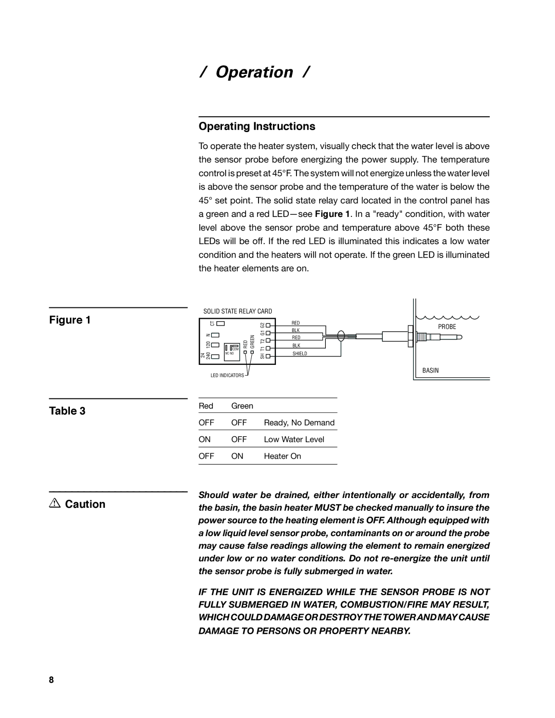 SPX Cooling Technologies 92-1322C user manual Operation, Operating Instructions 