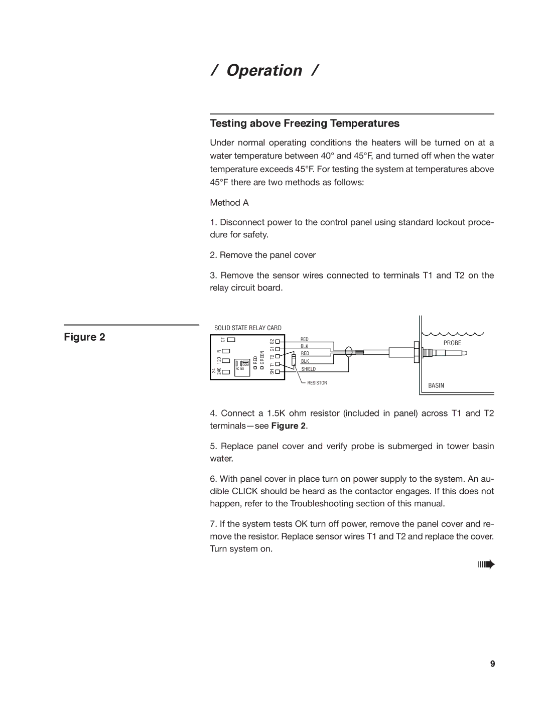 SPX Cooling Technologies 92-1322C user manual Testing above Freezing Temperatures 