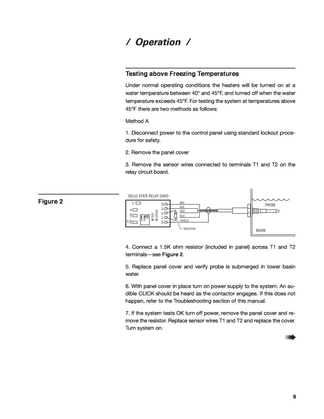 SPX Cooling Technologies 92-1322C user manual Testing above Freezing Temperatures, Operation 