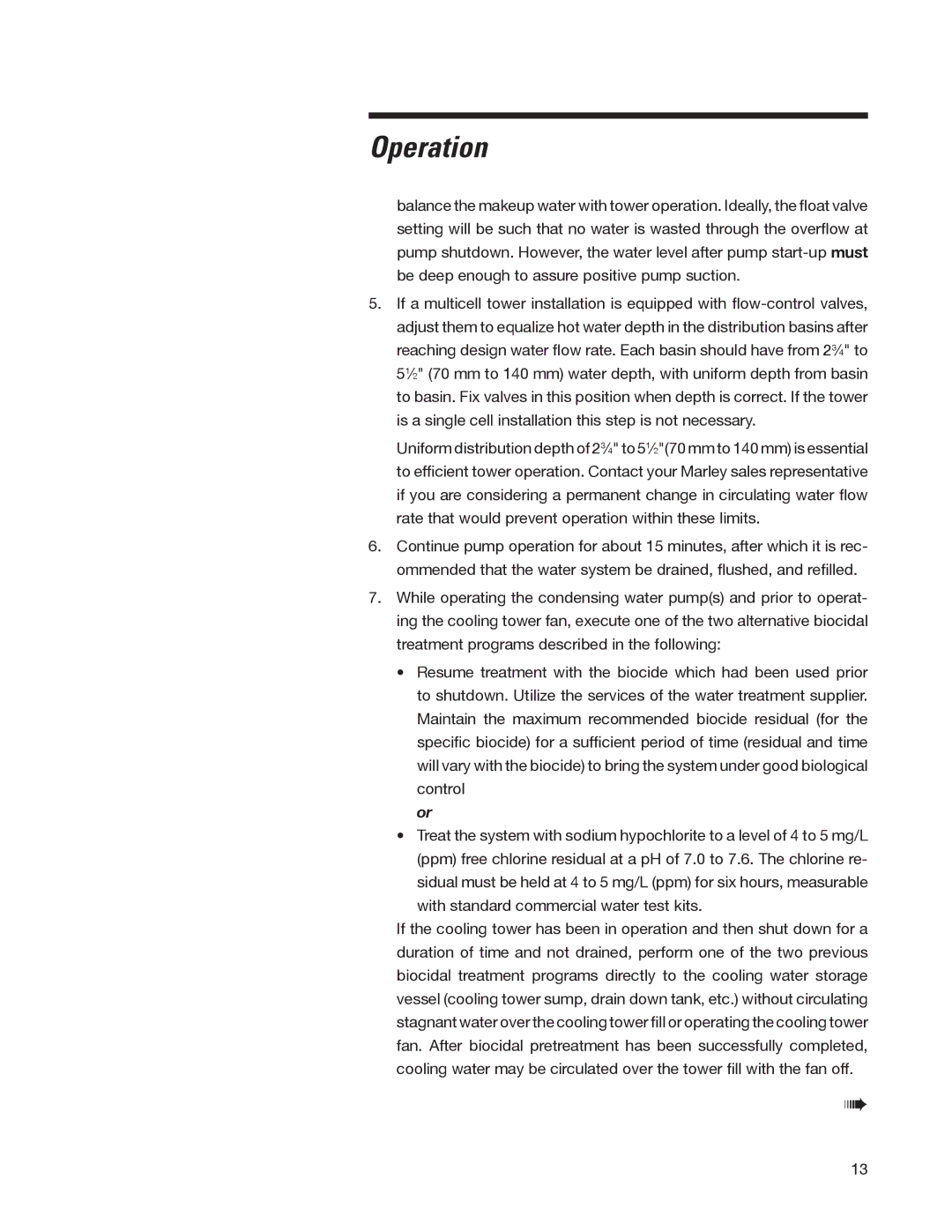 SPX Cooling Technologies 98-1514E user manual Operation 