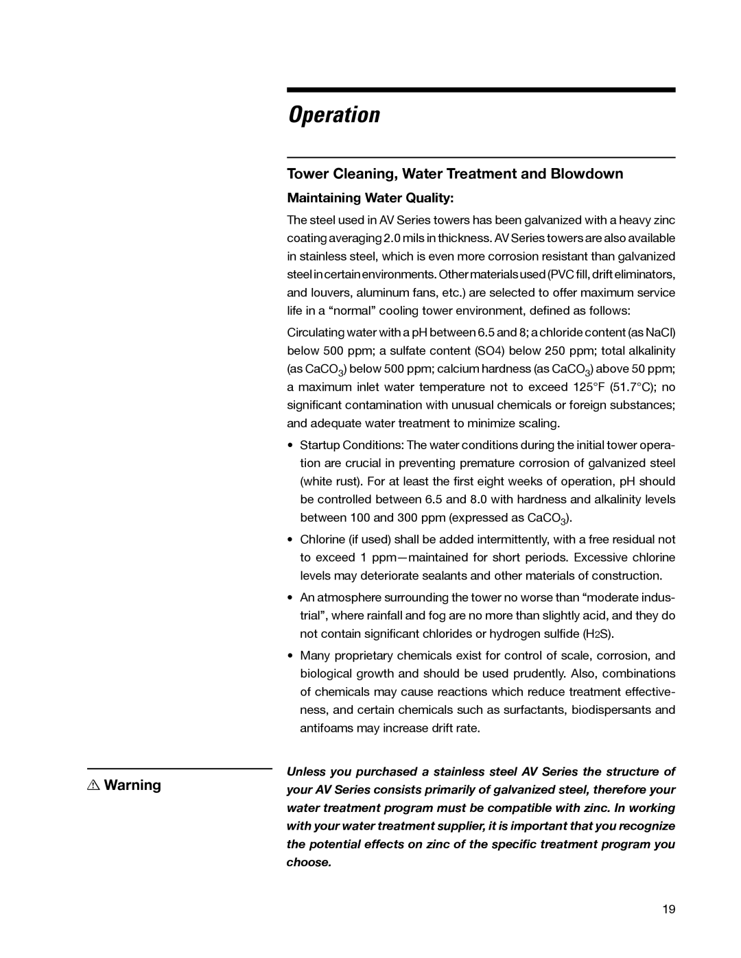 SPX Cooling Technologies 98-1514E user manual Tower Cleaning, Water Treatment and Blowdown, Maintaining Water Quality 