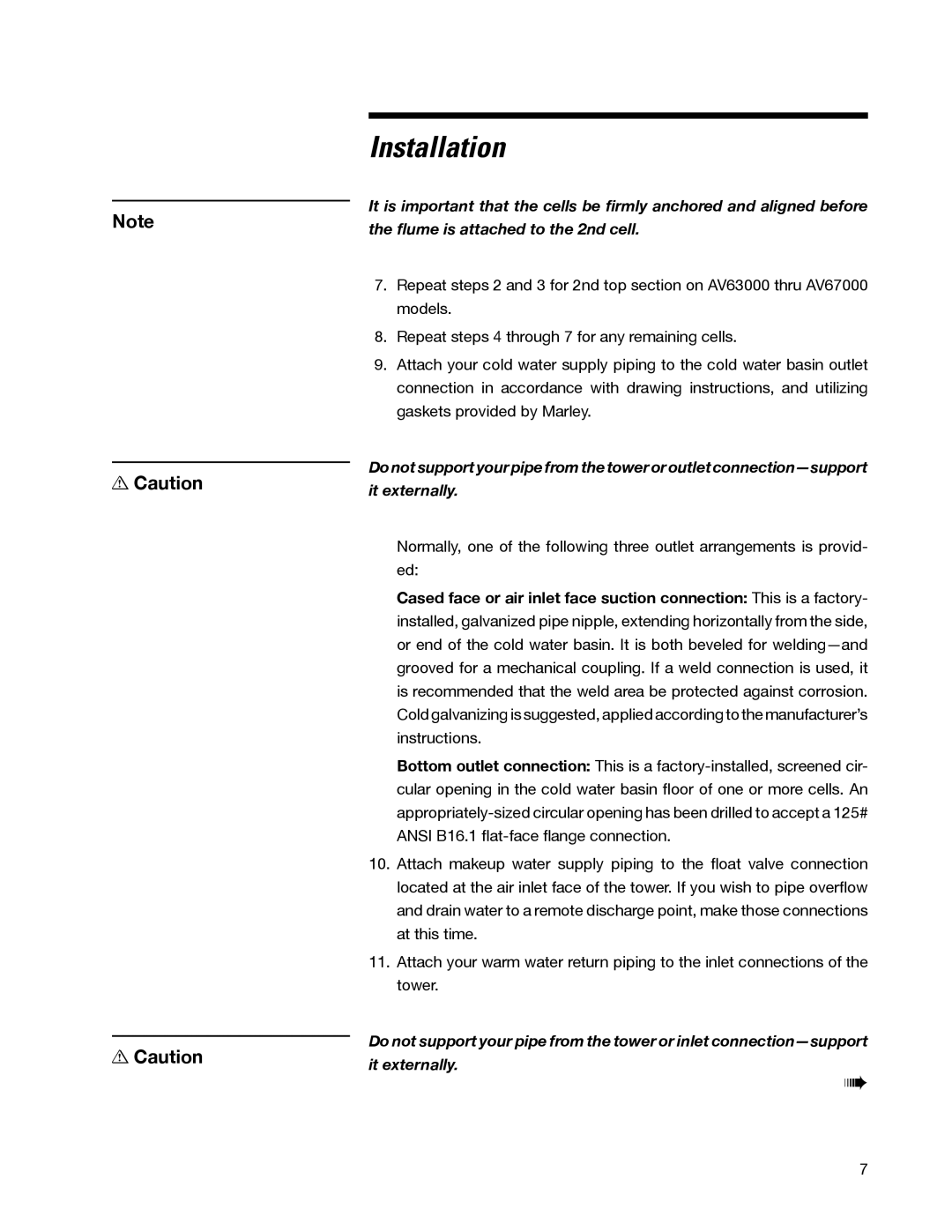 SPX Cooling Technologies 98-1514E user manual Installation 