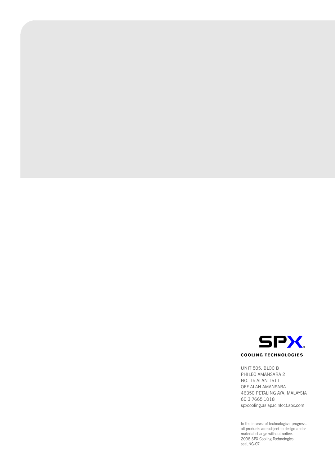 SPX Cooling Technologies Atmospheric Heat Vaporization Systems manual SPX Cooling Technologies seaLNG-07 