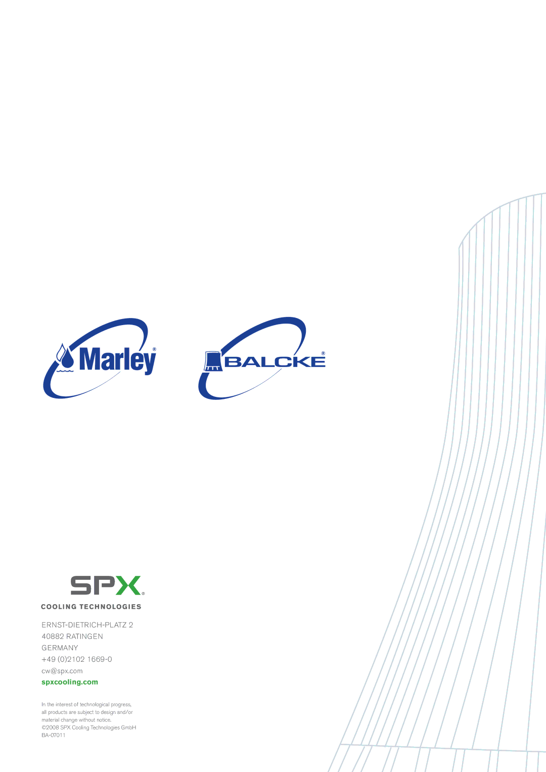 SPX Cooling Technologies BA-07011 manual Spxcooling.com 