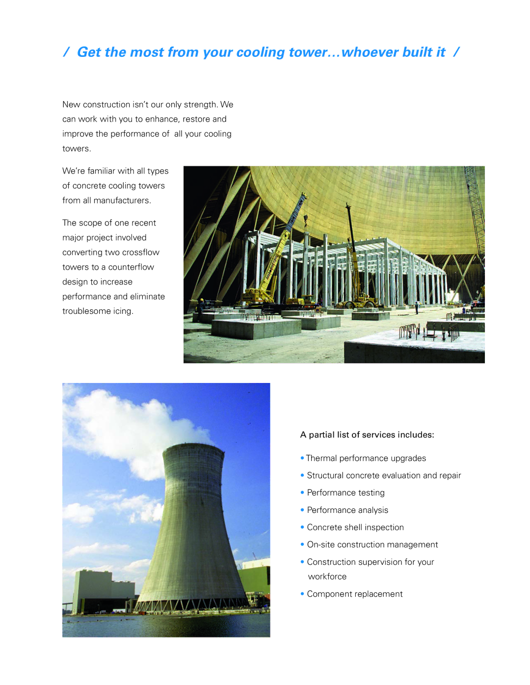 SPX Cooling Technologies Class 800 manual Get the most from your cooling tower…whoever built it 