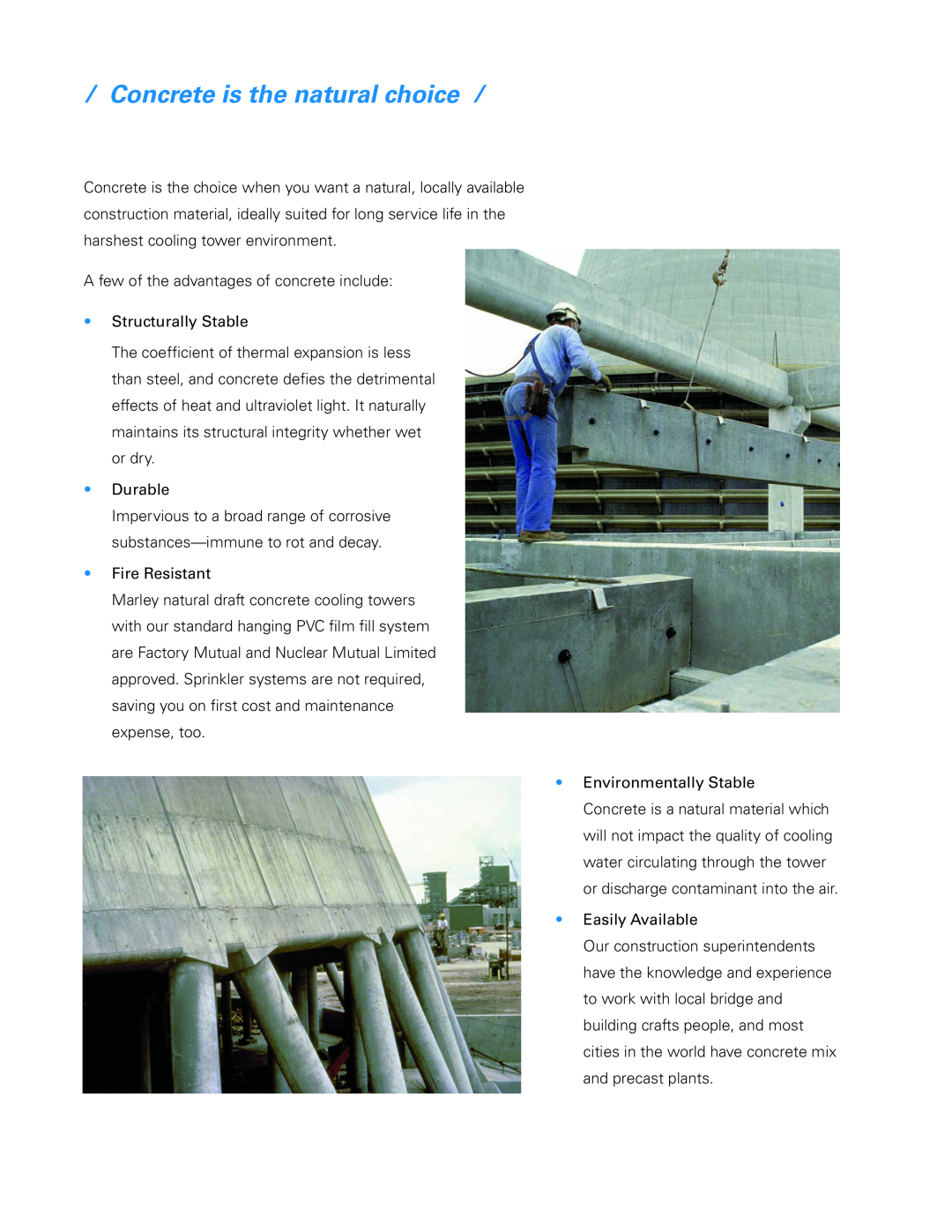 SPX Cooling Technologies Class 800 manual Concrete is the natural choice 