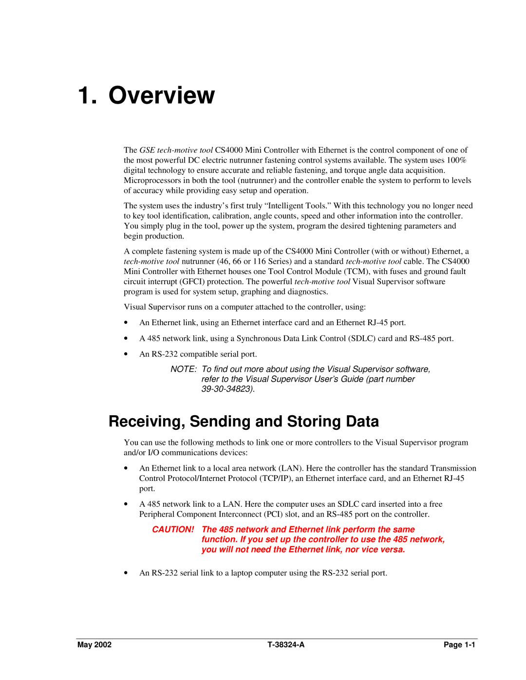 SPX Cooling Technologies CS4000 manual Overview, Receiving, Sending and Storing Data 