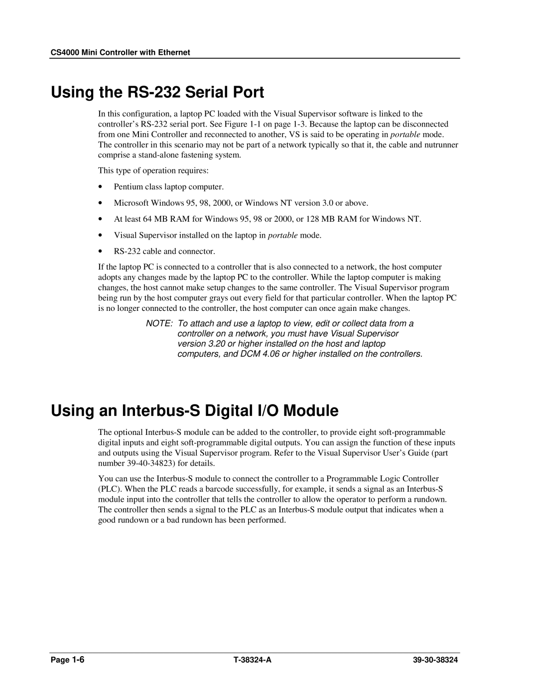 SPX Cooling Technologies CS4000 manual Using the RS-232 Serial Port, Using an Interbus-S Digital I/O Module 