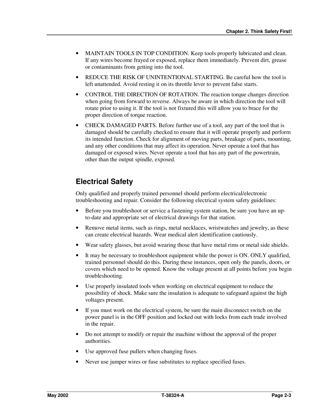 SPX Cooling Technologies CS4000 manual Electrical Safety 