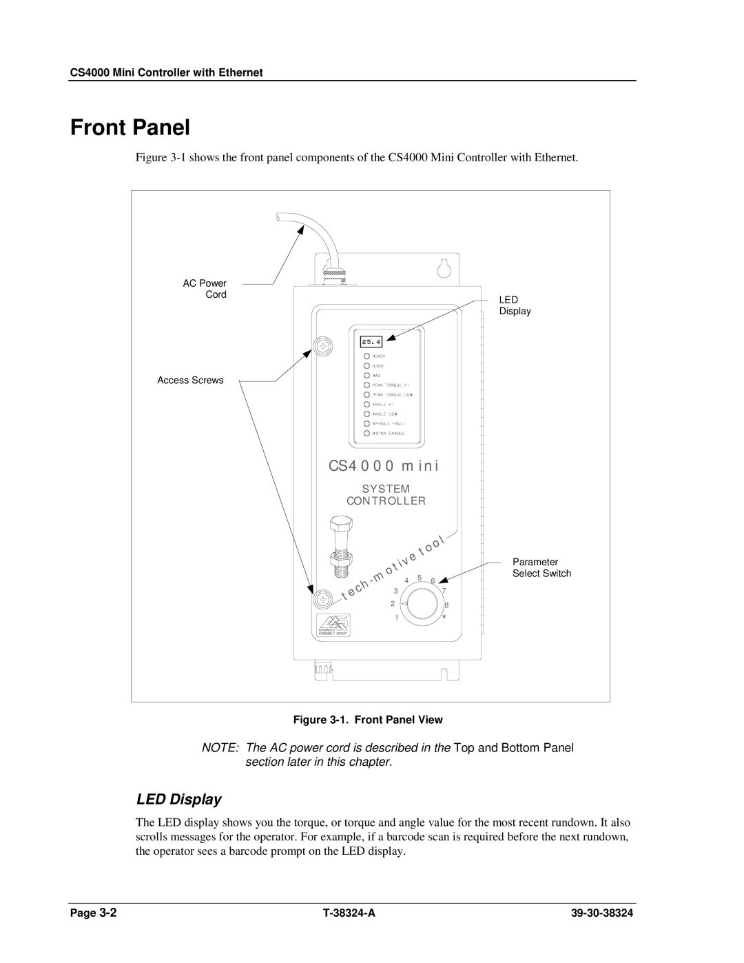 SPX Cooling Technologies CS4000 manual Front Panel, LED Display 