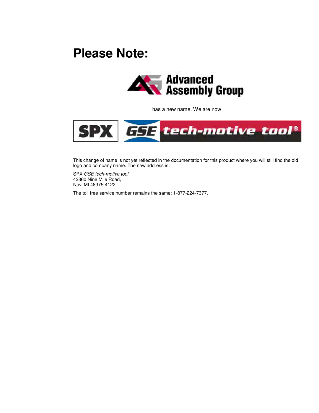 SPX Cooling Technologies CS4000 manual Please Note 