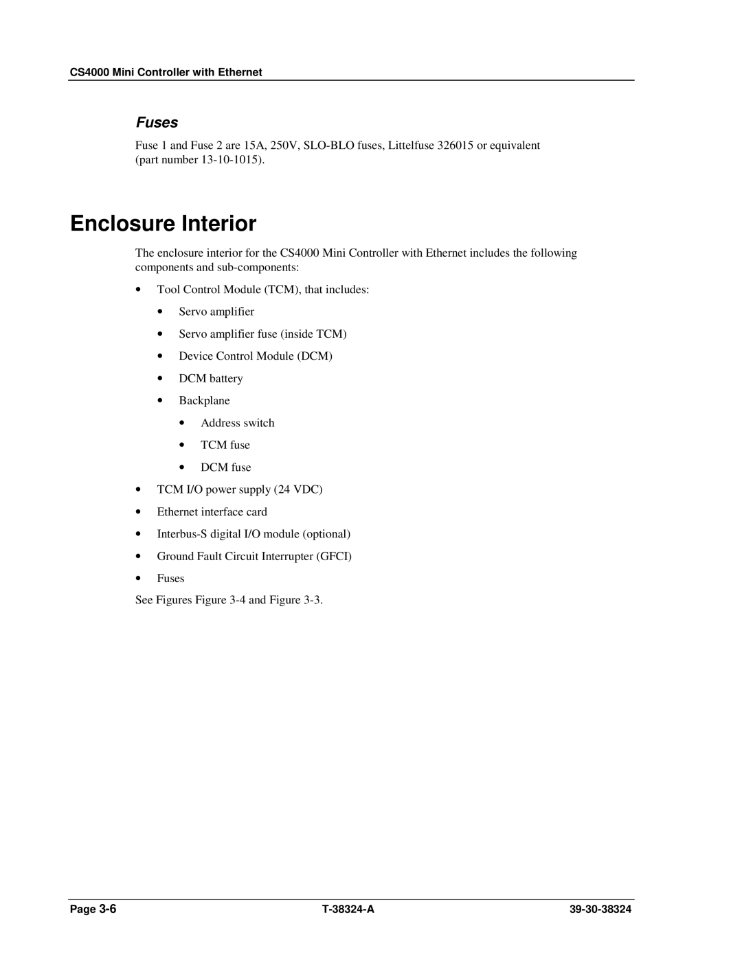 SPX Cooling Technologies CS4000 manual Enclosure Interior, Fuses 