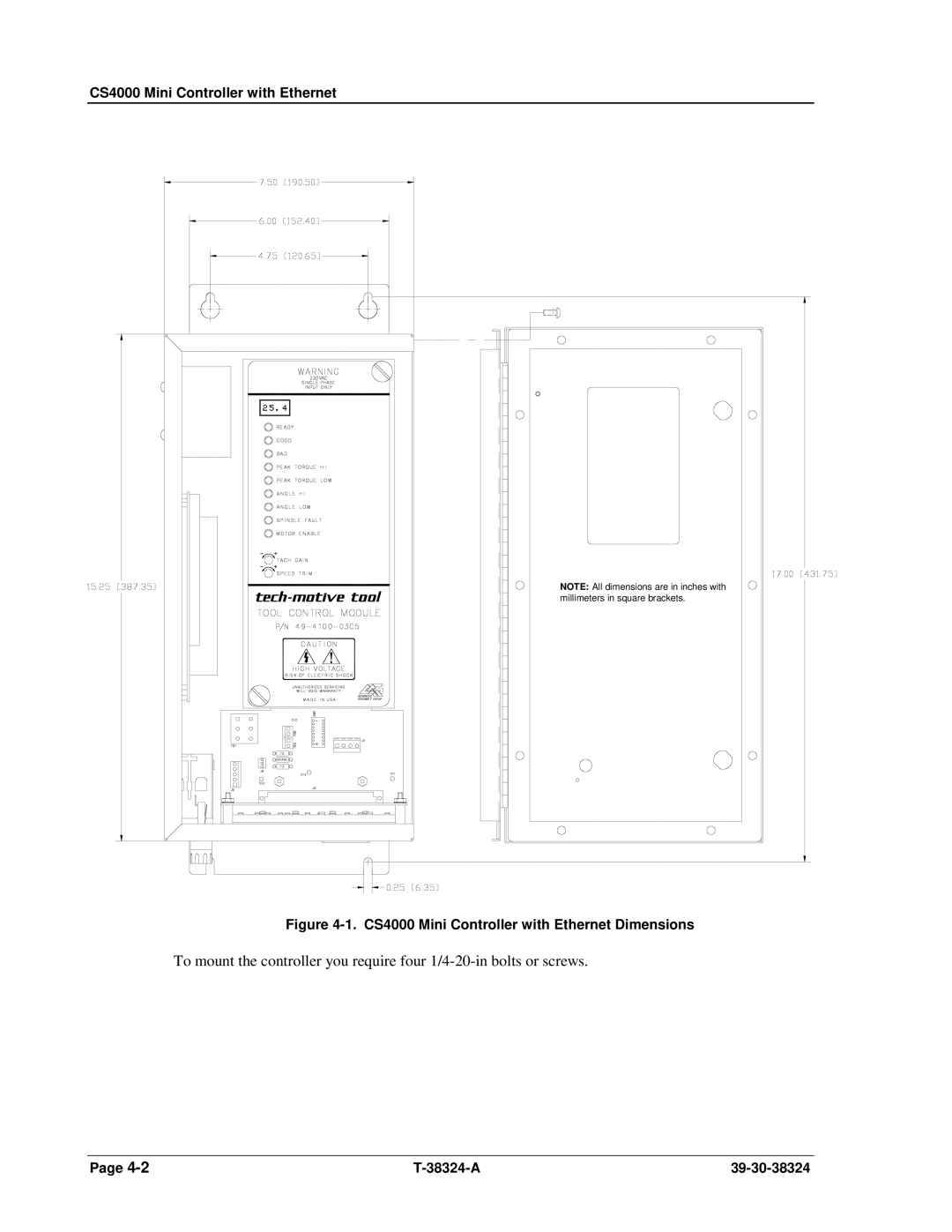 SPX Cooling Technologies manual CS4000 Mini Controller with Ethernet Dimensions 