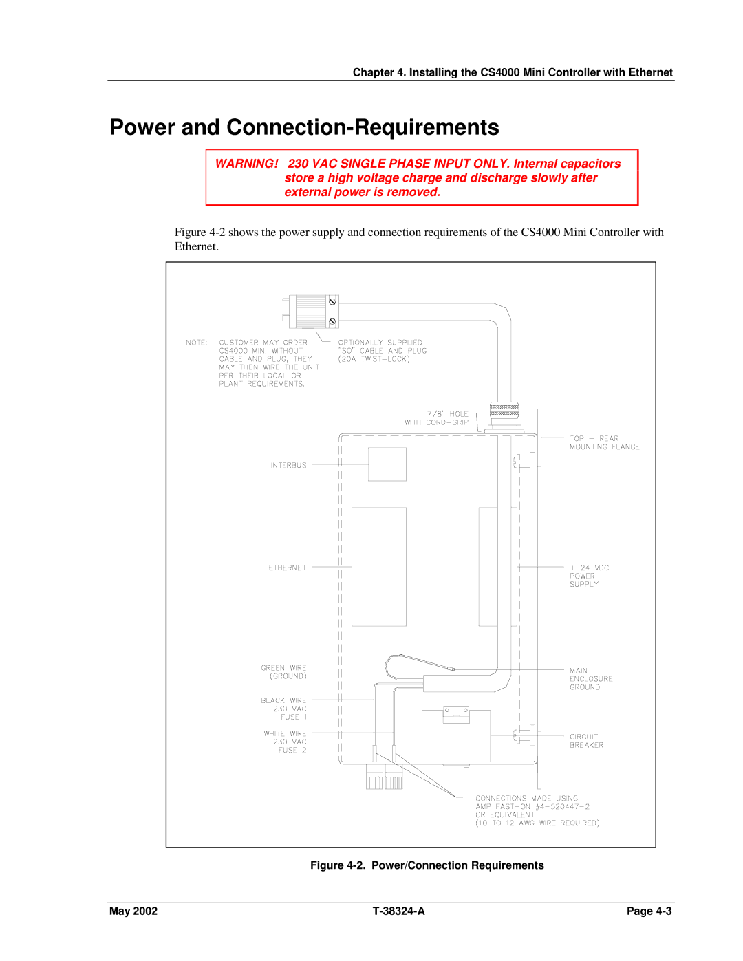 SPX Cooling Technologies CS4000 manual Power and Connection-Requirements, Power/Connection Requirements 