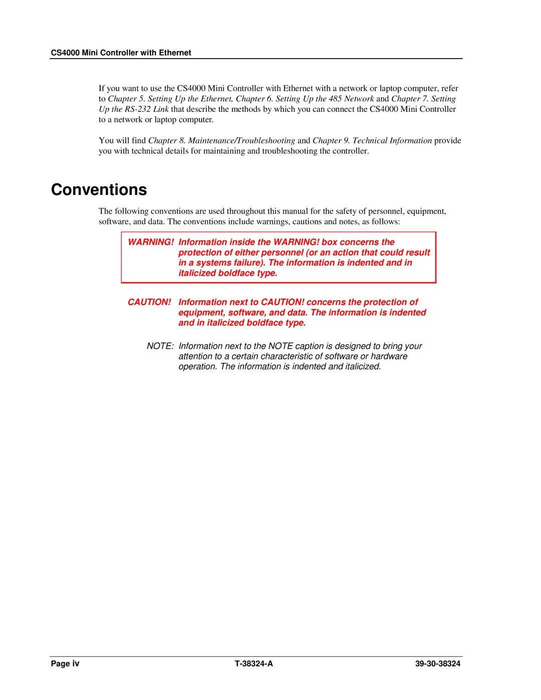 SPX Cooling Technologies CS4000 manual Conventions 