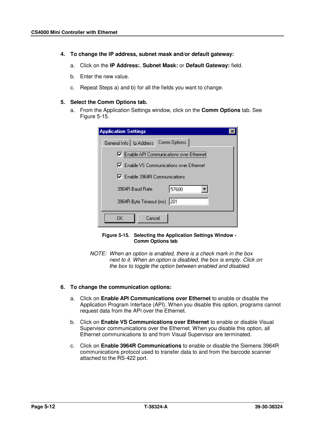 SPX Cooling Technologies CS4000 manual Select the Comm Options tab 