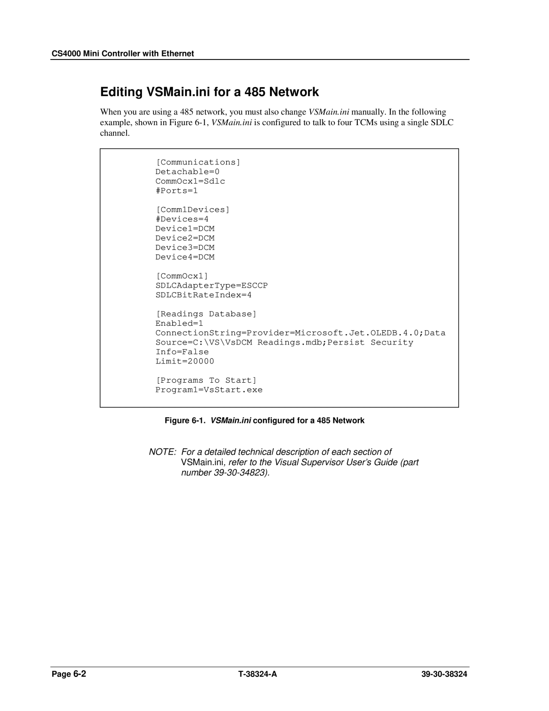 SPX Cooling Technologies CS4000 manual Editing VSMain.ini for a 485 Network 