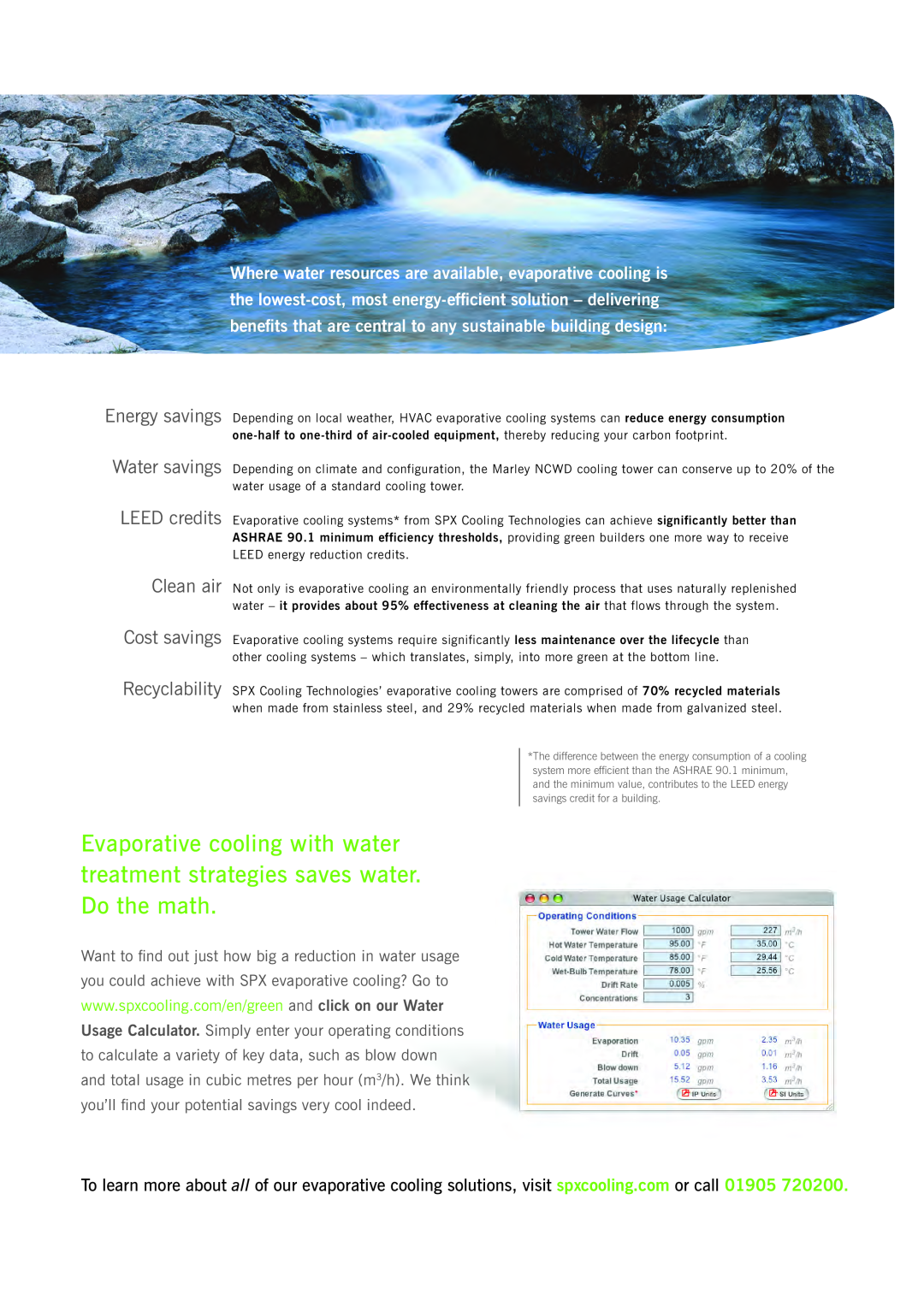 SPX Cooling Technologies Evaporative Cooling manual Energy savings Water savings LEED credits 