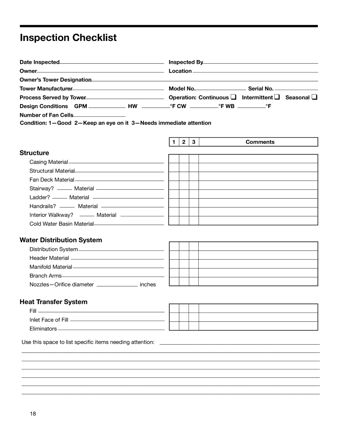 SPX Cooling Technologies F400 user manual Structure, Water Distribution System, Heat Transfer System 