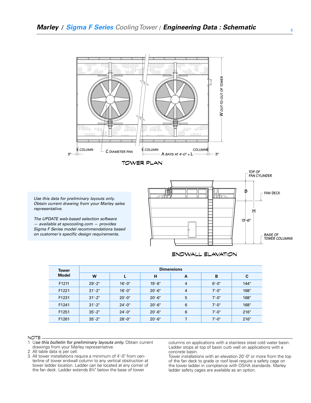 SPX Cooling Technologies FSIG-TS-08A specifications Tower Plan, Endwall Elavation 
