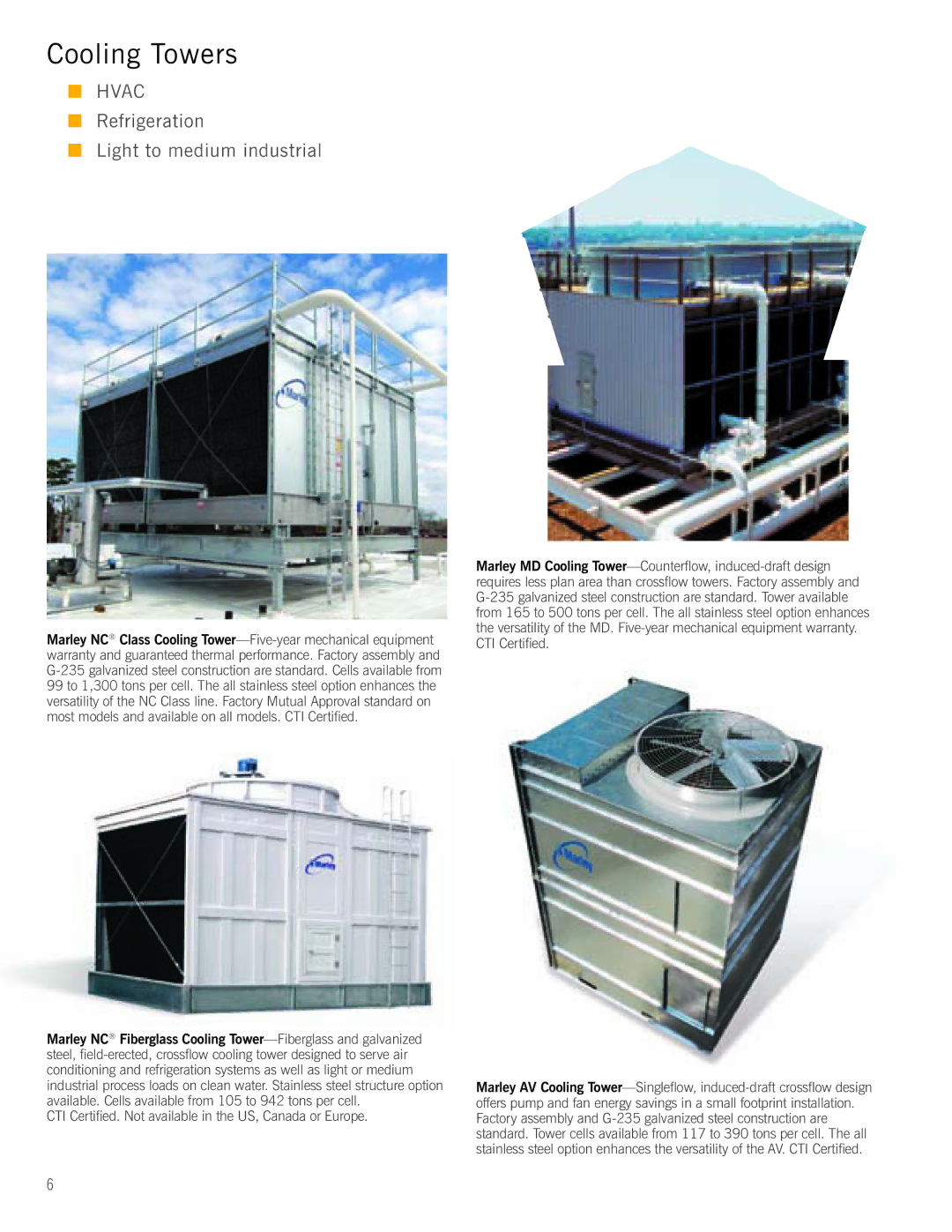 SPX Cooling Technologies G-08A manual Cooling Towers 