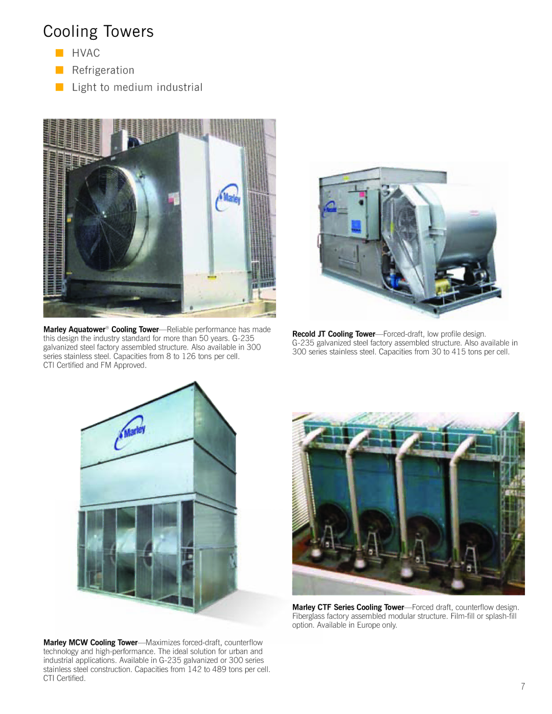 SPX Cooling Technologies G-08A manual Cooling Towers 