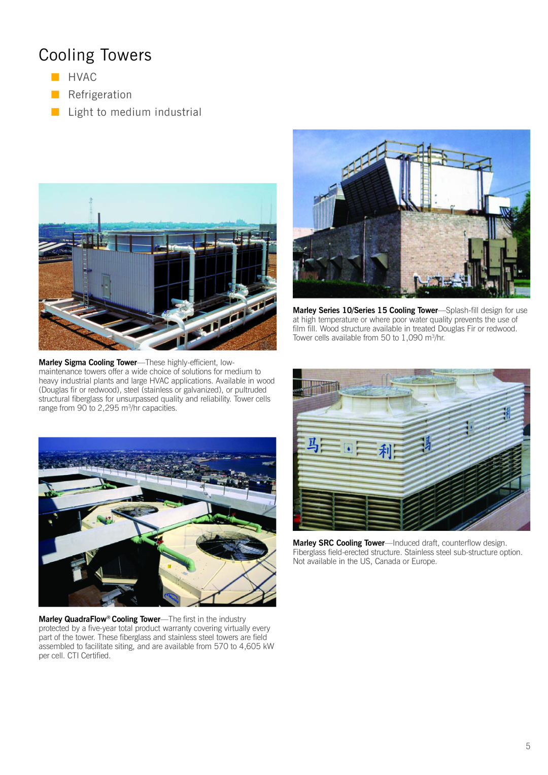 SPX Cooling Technologies 300 series, G-600 manual Cooling Towers, HVAC Refrigeration Light to medium industrial 