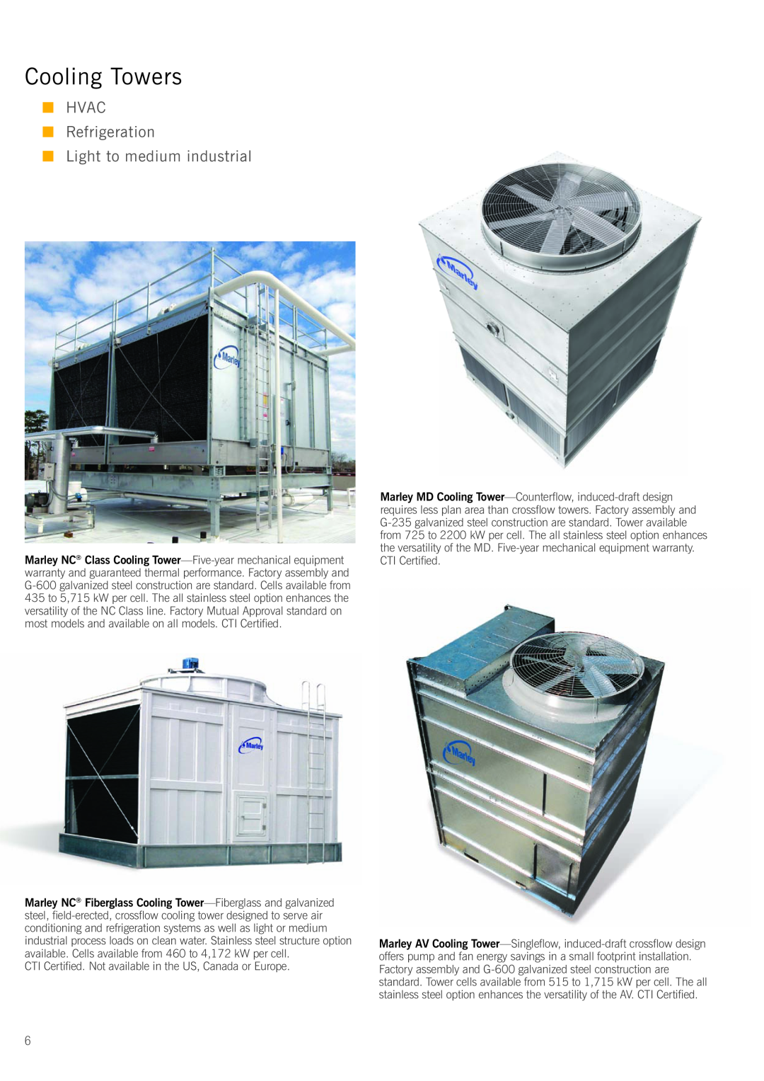 SPX Cooling Technologies G-600, 300 series manual Cooling Towers, HVAC Refrigeration Light to medium industrial 
