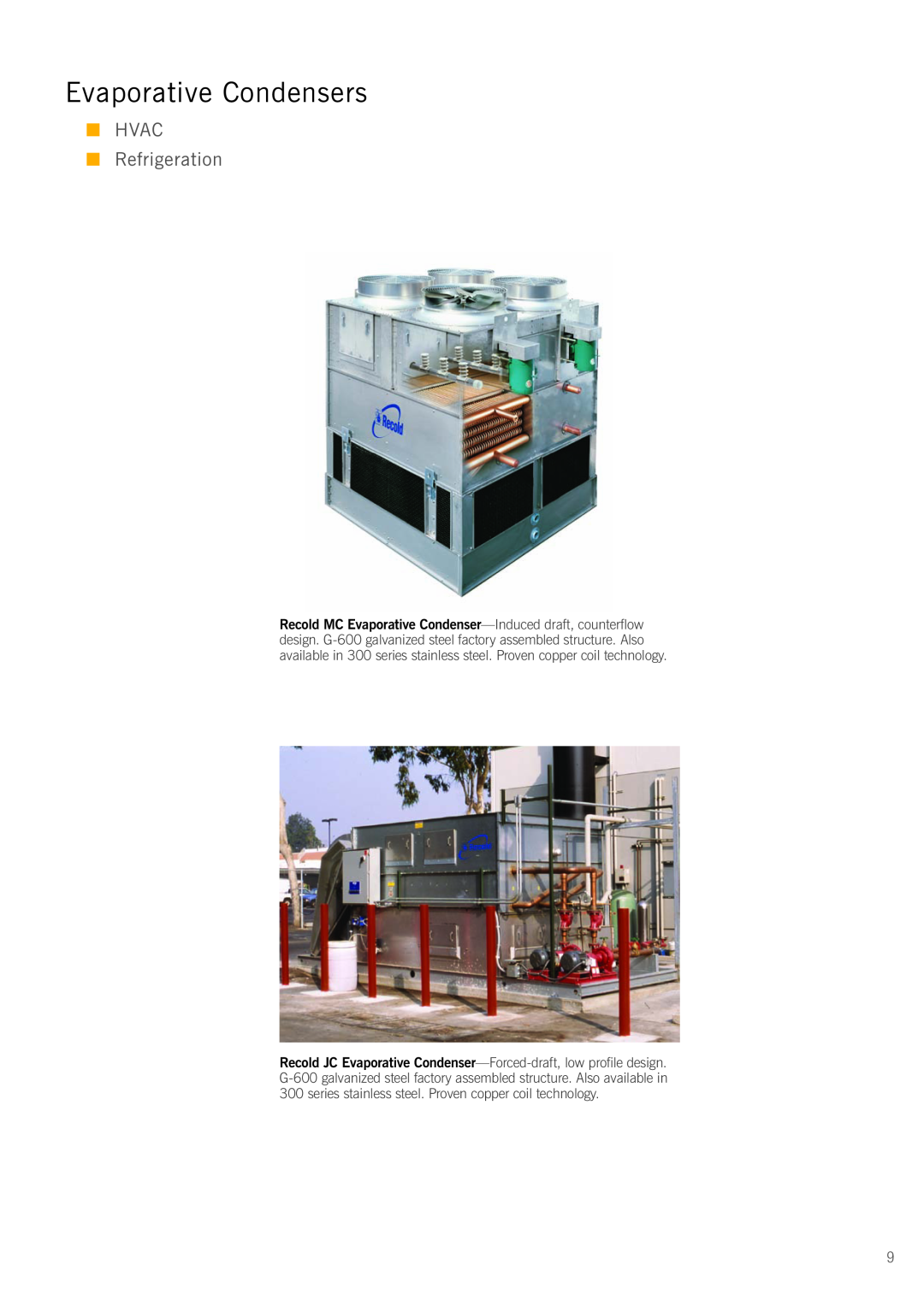 SPX Cooling Technologies 300 series, G-600 manual Evaporative Condensers, HVAC Refrigeration 