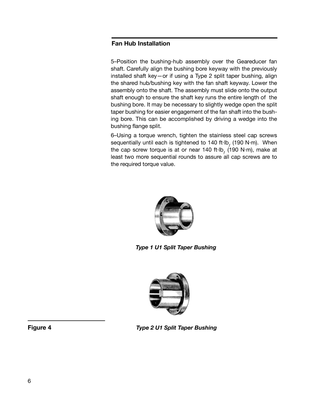 SPX Cooling Technologies HP700 user manual Type 1 U1 Split Taper Bushing 