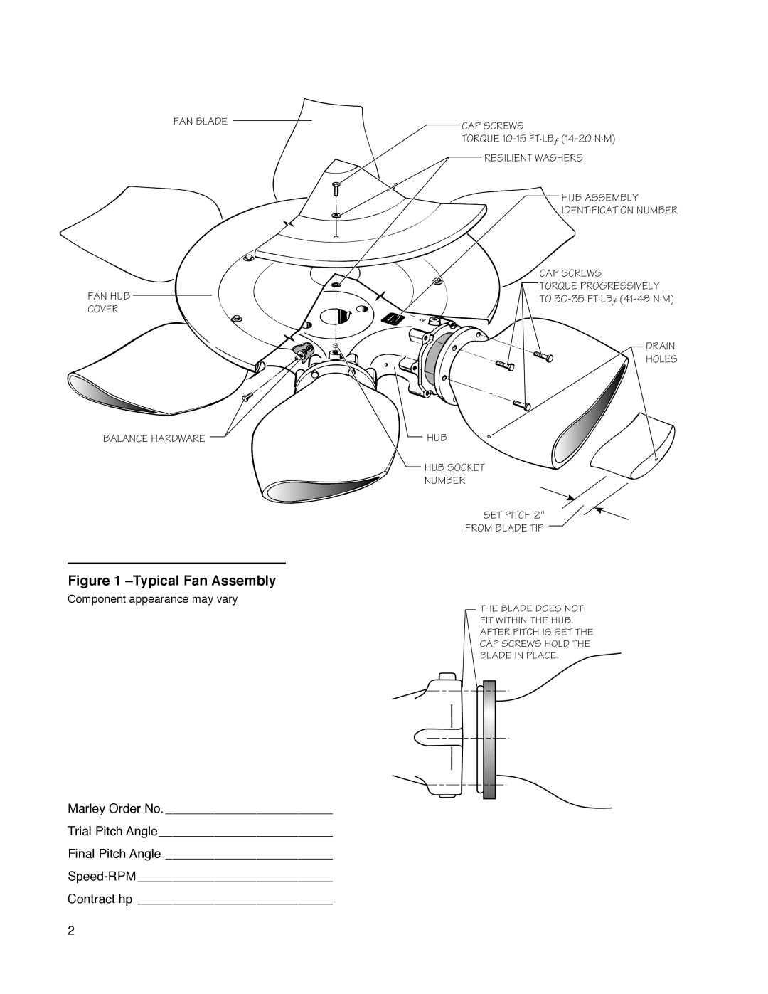 SPX Cooling Technologies HP7I user manual Typical Fan Assembly 