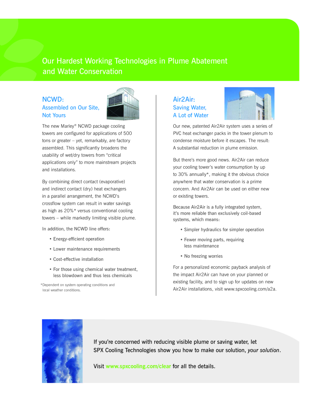 SPX Cooling Technologies Hybrid Cooling Towers manual Ncwd 