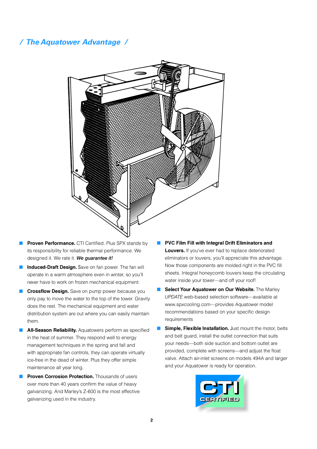 SPX Cooling Technologies Marley Aquatower manual Aquatower Advantage 