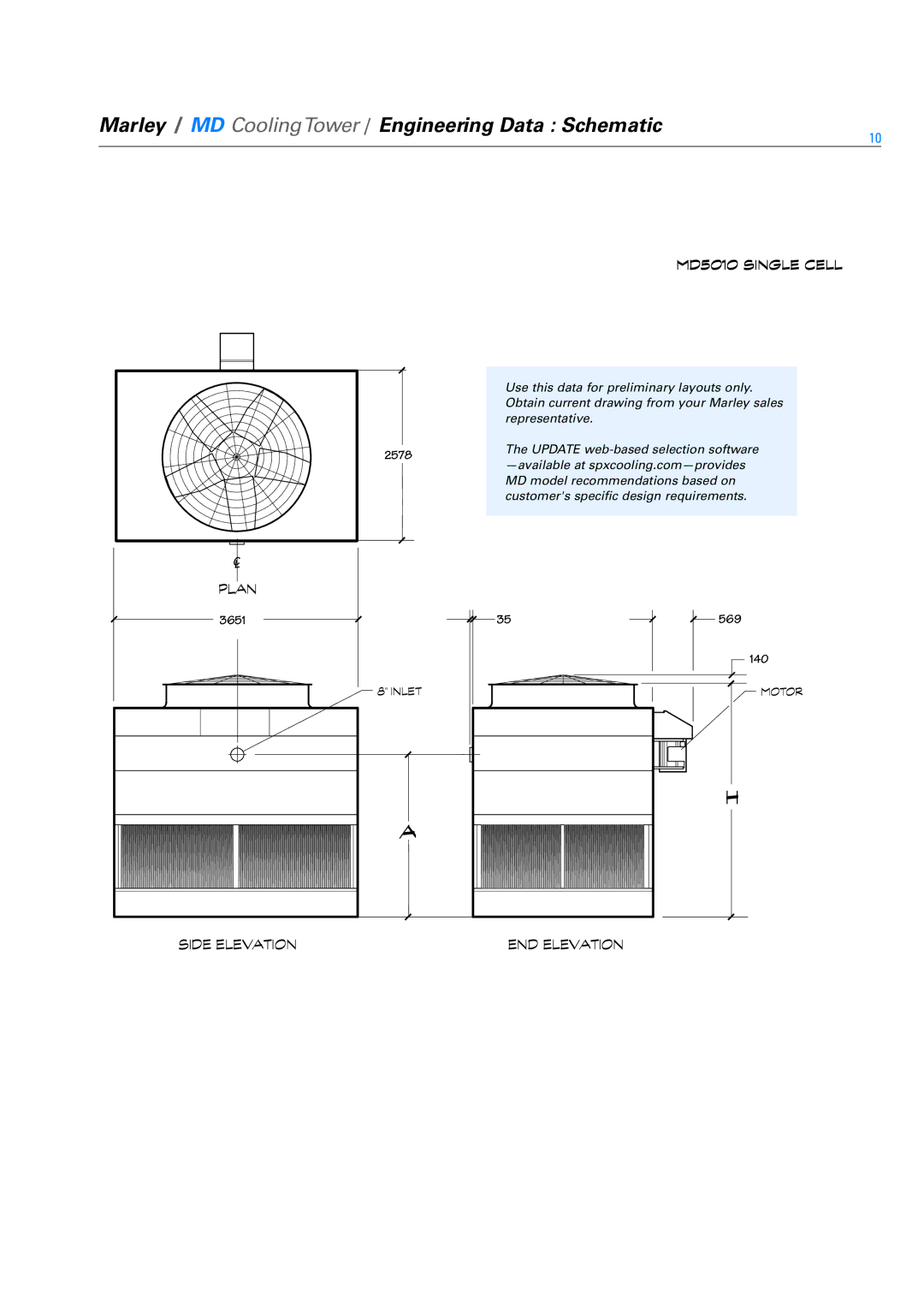 SPX Cooling Technologies Marley MD specifications MD5010 Single Cell, 3651, 569 140 